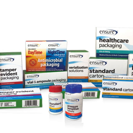 Healthcare Packaging - Antimicrobial packaging, tamper evident packaging, pressure sensitive labels, standard carton, sterilization solutions, vial and ampoule packaging