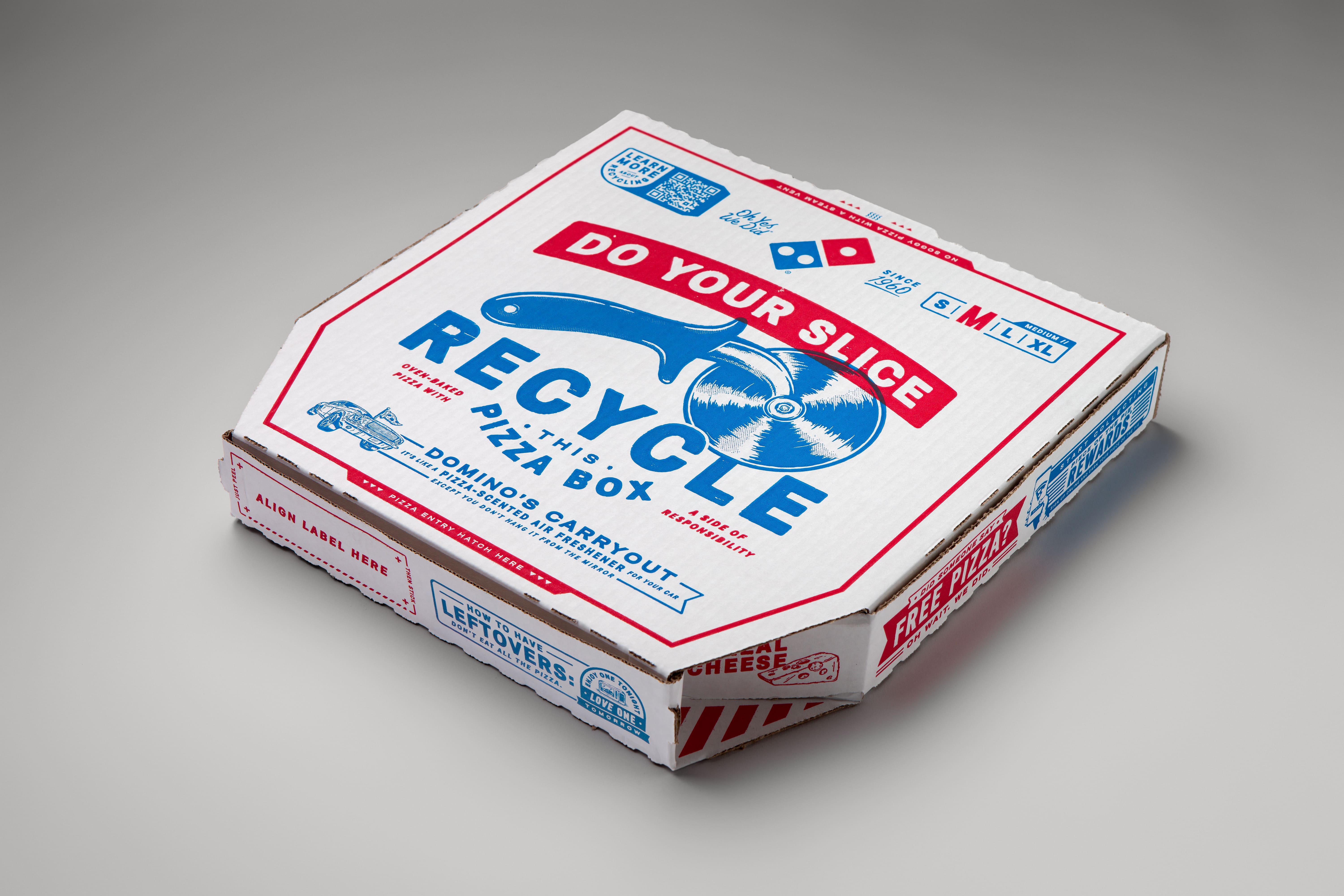 Reciclagem de caixas de pizza Dominos