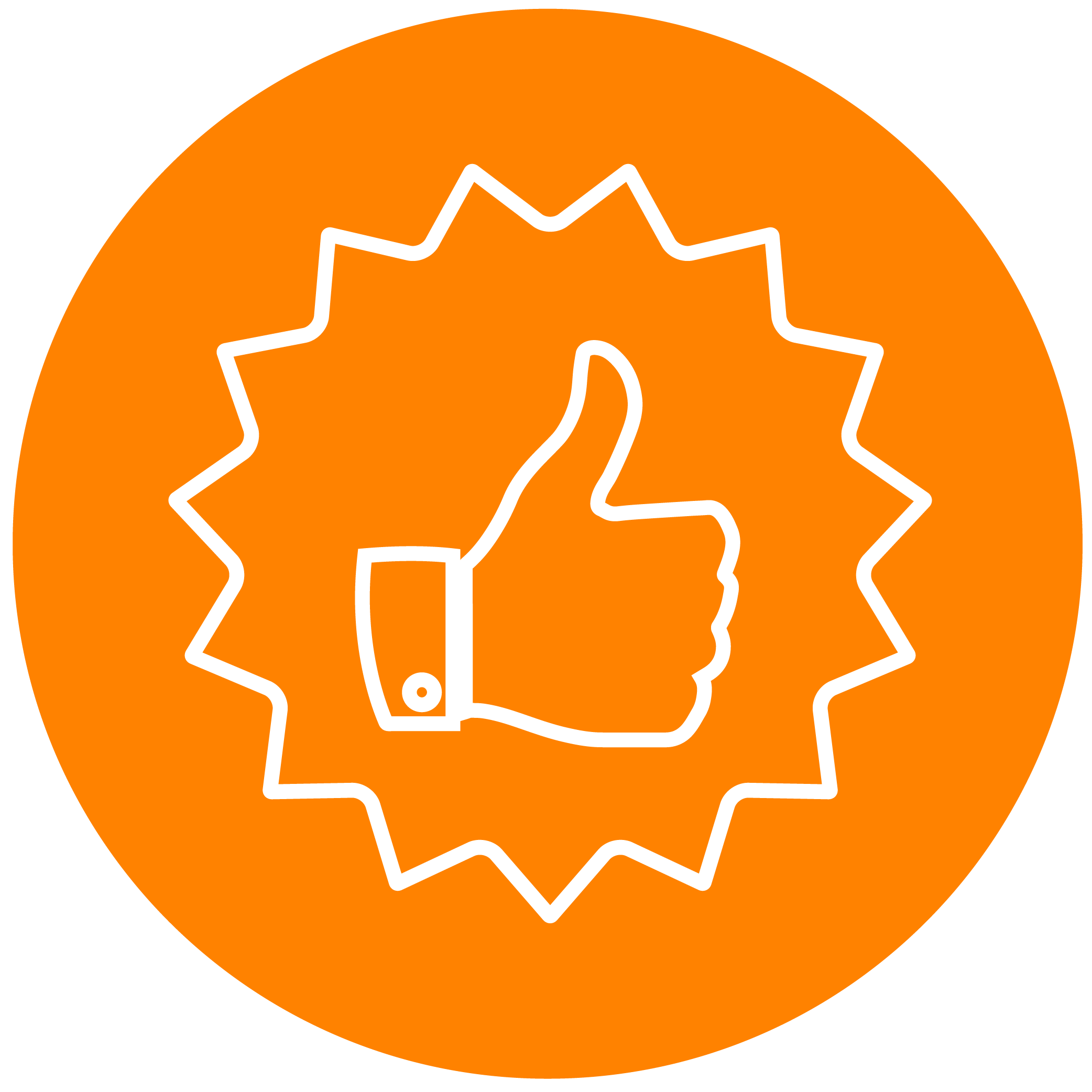 White Thumbs-up icon on orange background