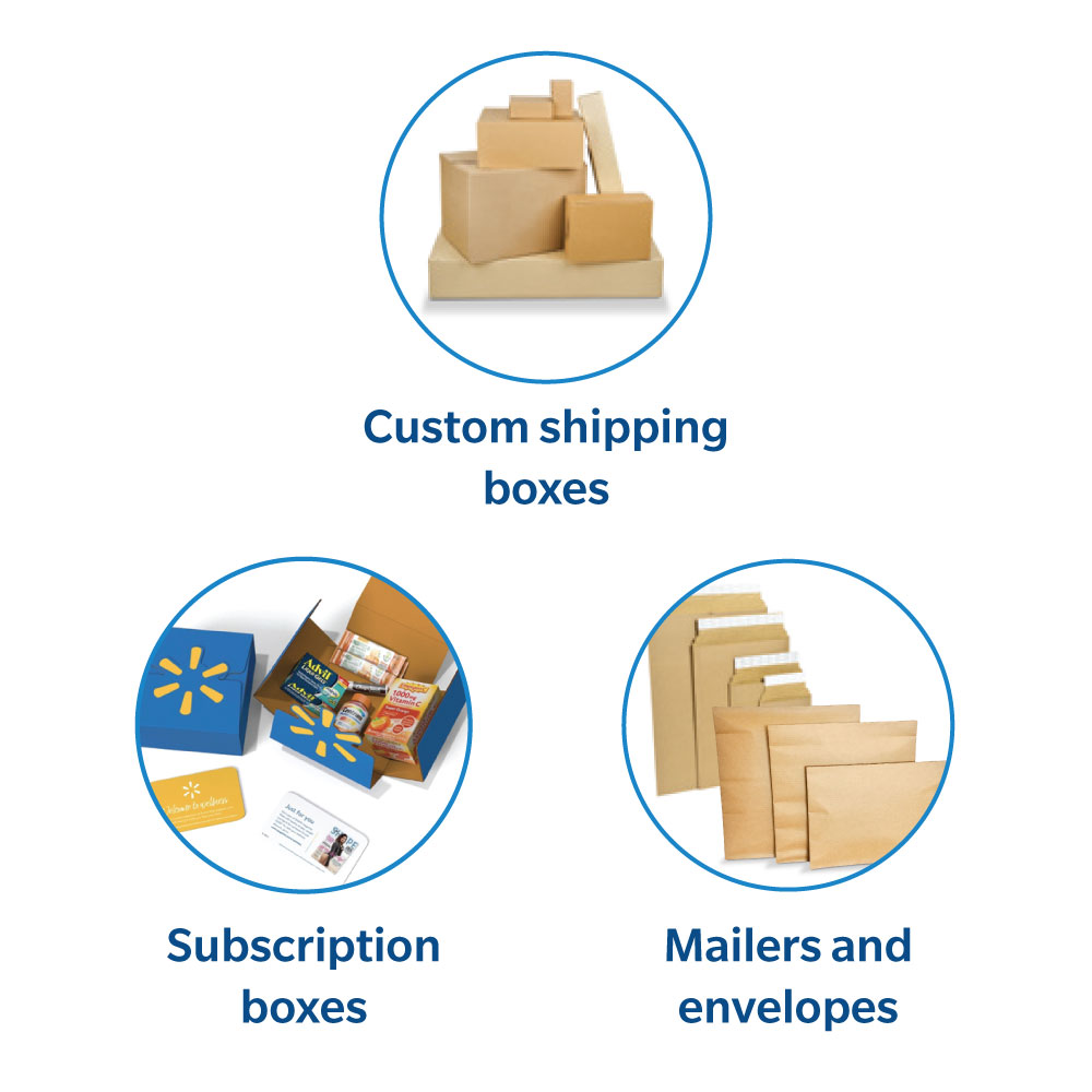 Les solutions de conditionnement du commerce électronique de WestRock comprennent des boîtes d’expédition personnalisées, des coffrets d’abonnement, des envois postaux, des sachets et des enveloppes