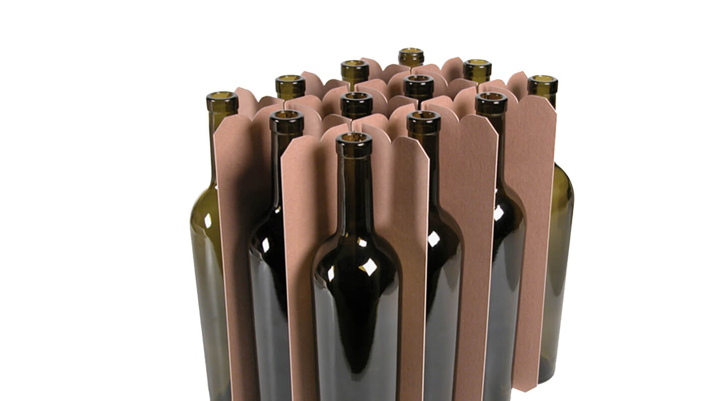 Embalagem RTS para garrafas de vinho.