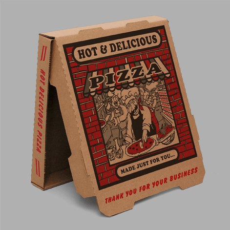 A box for pizza: example of corrugated custom printed pizza box