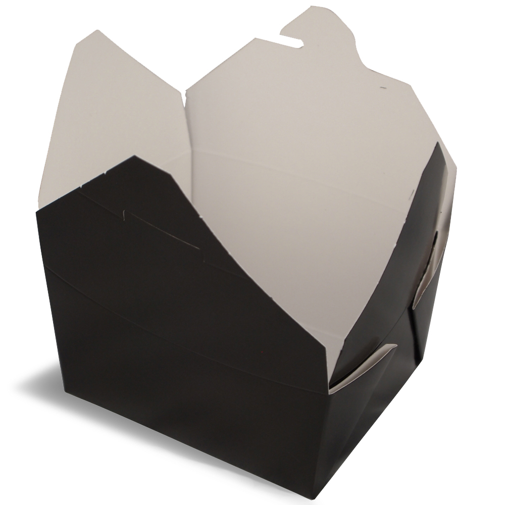 A black rendering of Bio-Pak folding carton container.