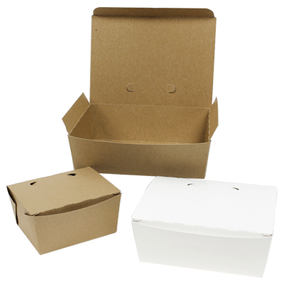 Recipientes para alimentos para viagem em papel kraft e branco