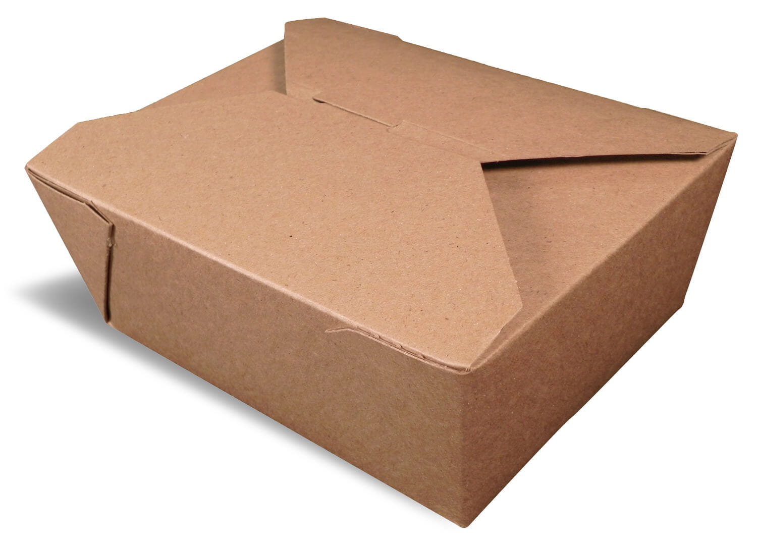 A brown rendering of a closed Bio-Plus earth folding carton container.