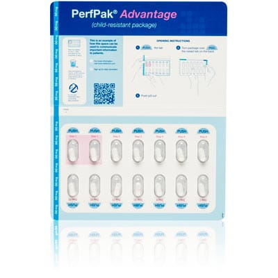 Emballage de solution avec adhésion Perfpak.