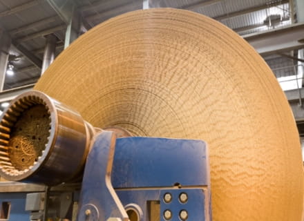 A Containerboard roll in a mill