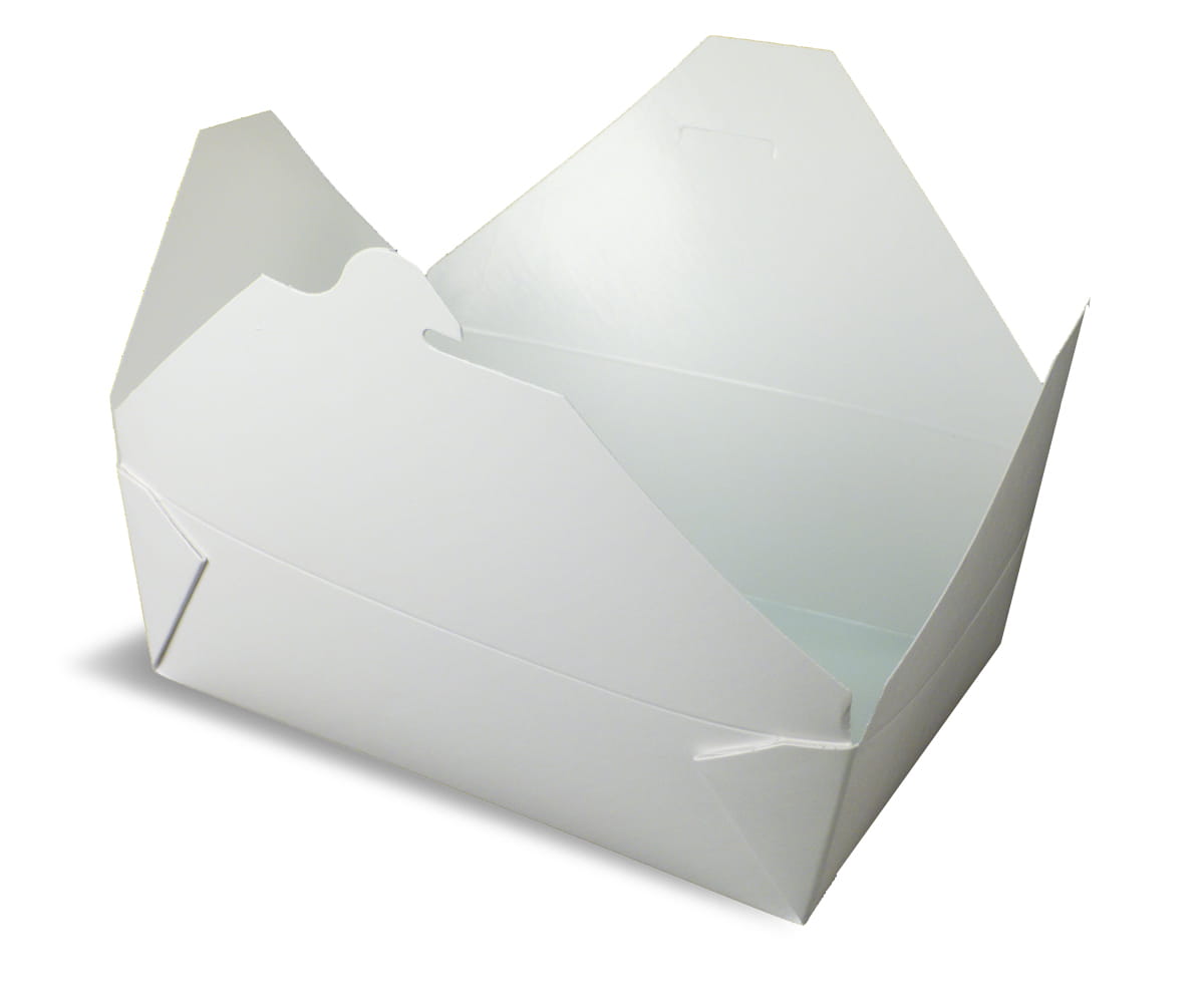A white rendering of Bio-Pak folding carton container.