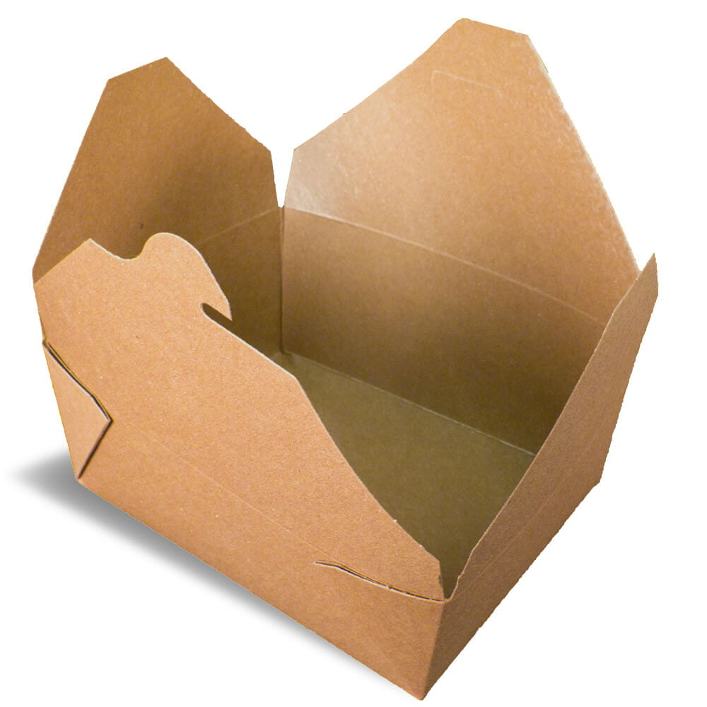 A brown rendering of an Bio-Plus earth folding carton container.